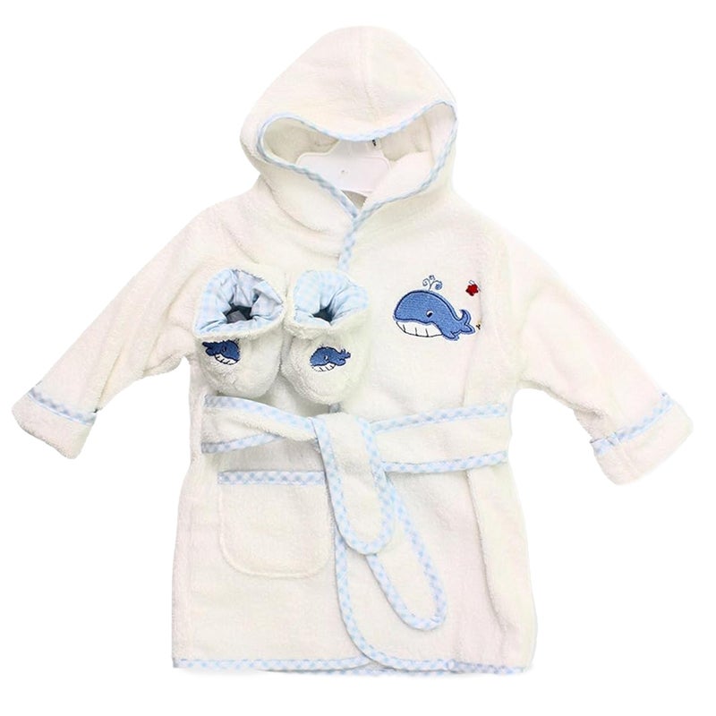 Spasilk 100% Cotton Hooded Terry Bathrobe with Booties â€” Baby Girl Gifts â€” Baby Boy Gifts â€”One Size â€” Shower Gift - Image 1